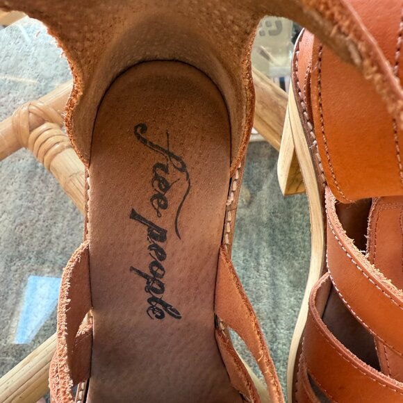 FREE PEOPLE Mix It Up Platform Clog Leather Wood US 7 - Picture 2 of 5